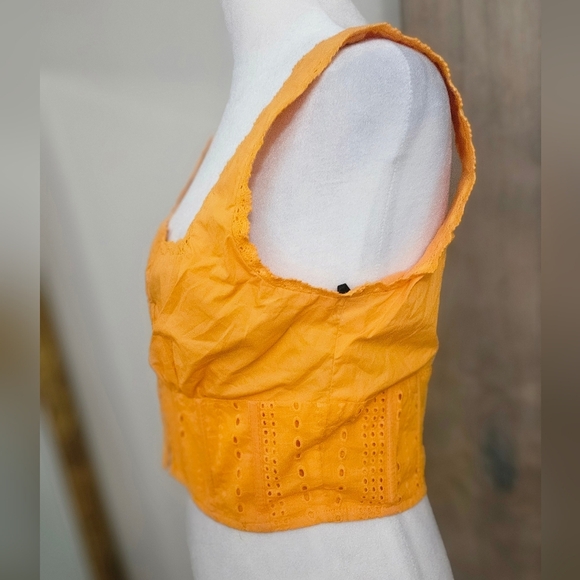 FOREVER 21 Lace Trim Corset Cotton Crop Top In Orange. Size Small NWT - Picture 14 of 16